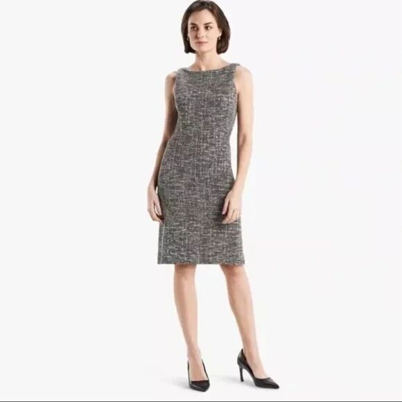 MM LaFleur The Lydia Boucle Black White Tweed Twist Strap Sheath Career Dress 10 - Picture 11 of 11